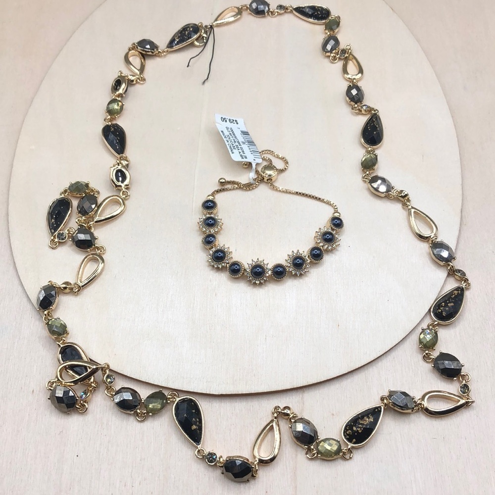 Ann Klein and Charter Club bejewled necklace and bracelet, dressy.